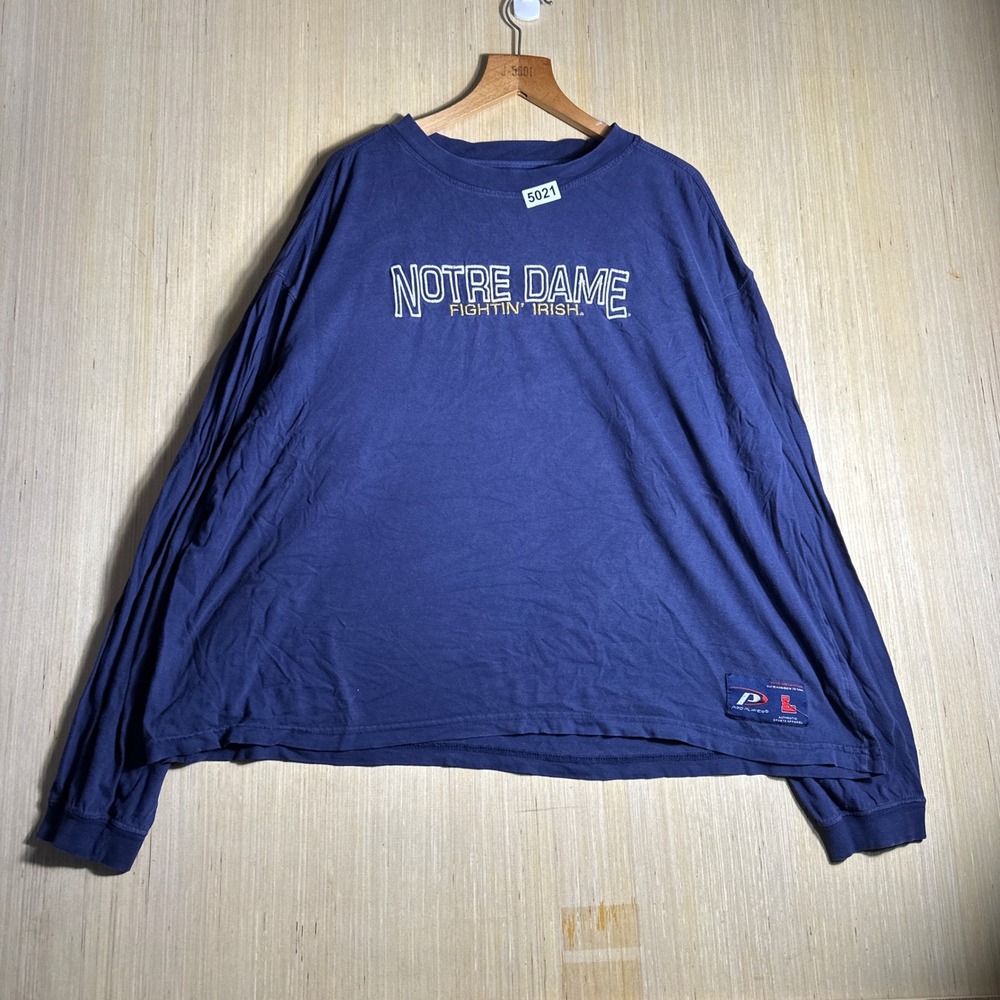 Vintage Notre Dame Shirt Mens Large Blue Fighting Irish Long Sleeve 90s